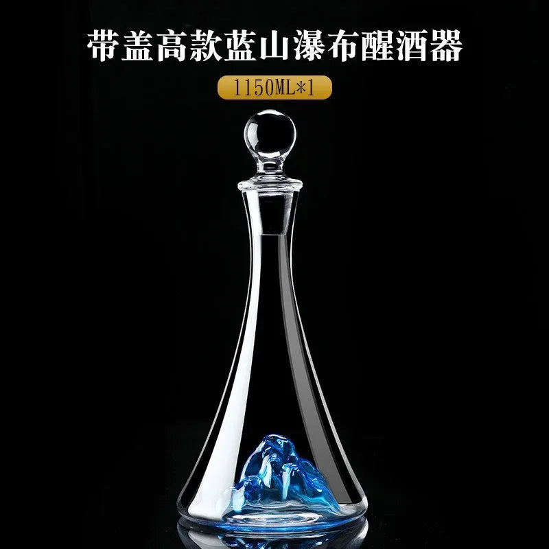 Decanter in vetro trasparente Iceberg blu di lusso leggero europeo Filtro per vino rosso di alto valore e divisore per vino Utensili per vino di fascia alta